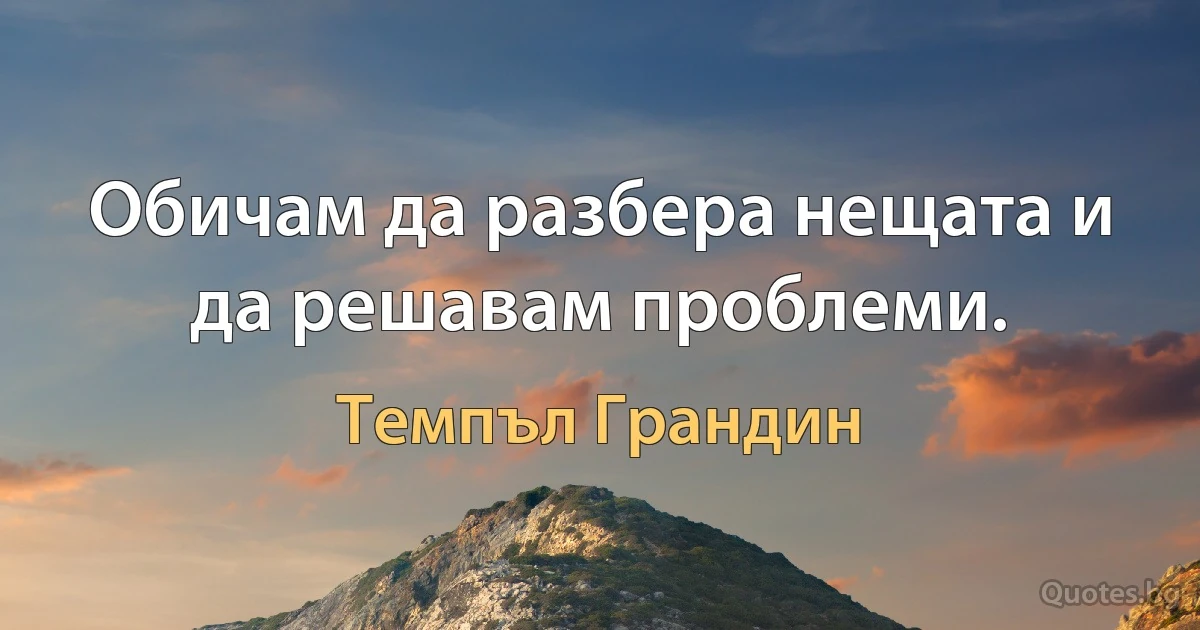 Обичам да разбера нещата и да решавам проблеми. (Темпъл Грандин)