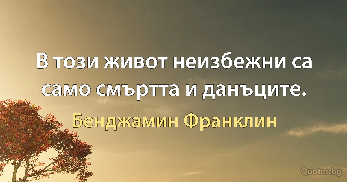 В този живот неизбежни са само смъртта и данъците. (Бенджамин Франклин)