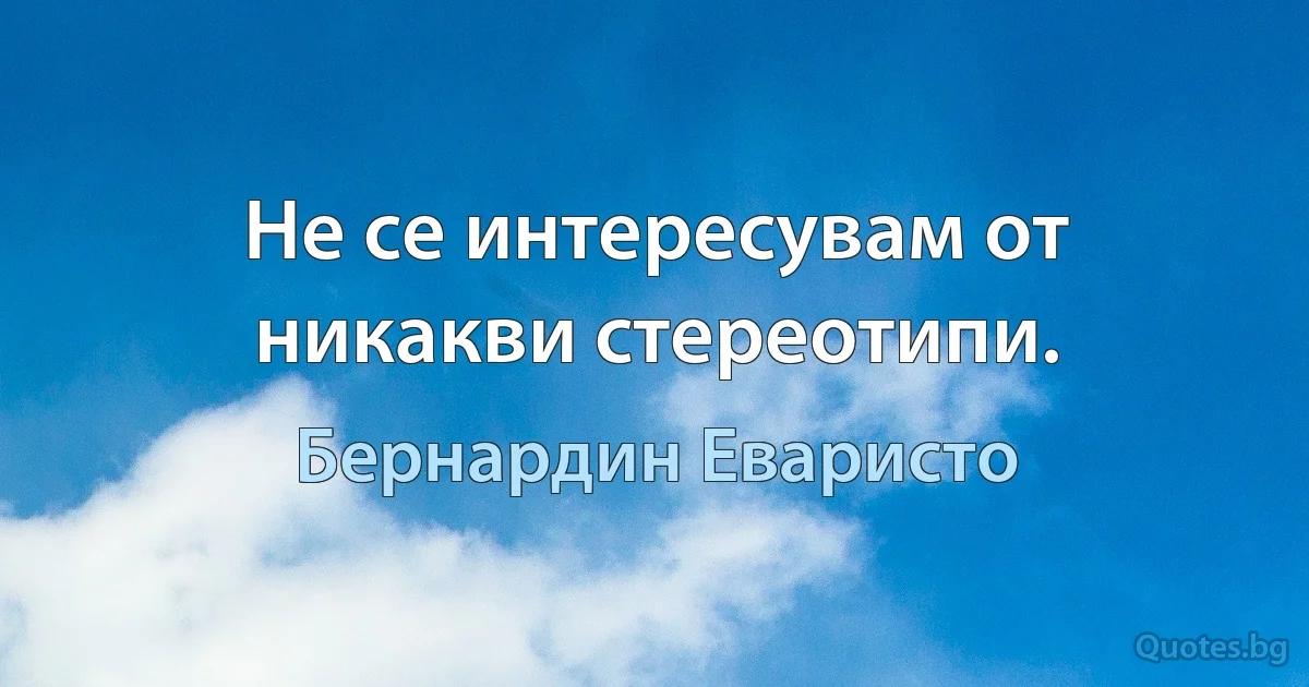 Не се интересувам от никакви стереотипи. (Бернардин Еваристо)