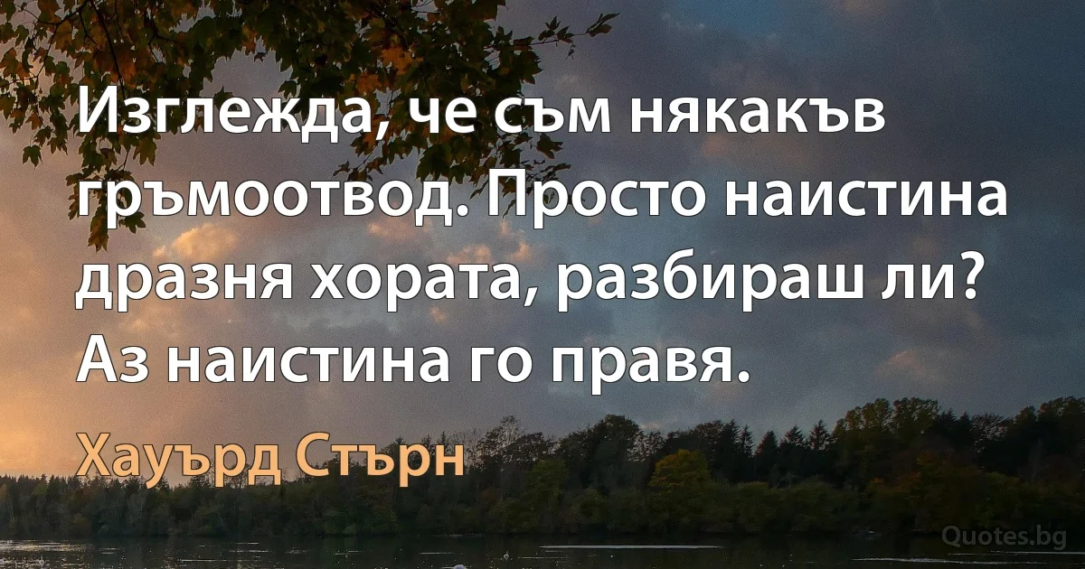 Изглежда, че съм някакъв гръмоотвод. Просто наистина дразня хората, разбираш ли? Аз наистина го правя. (Хауърд Стърн)