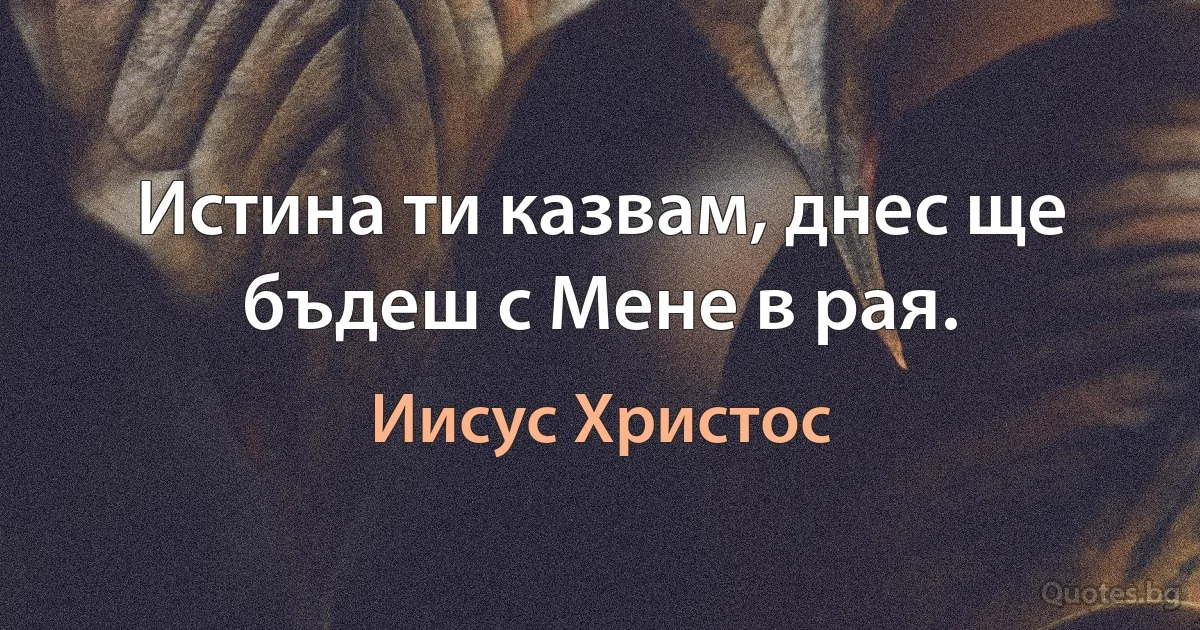 Истина ти казвам, днес ще бъдеш с Мене в рая. (Иисус Христос)