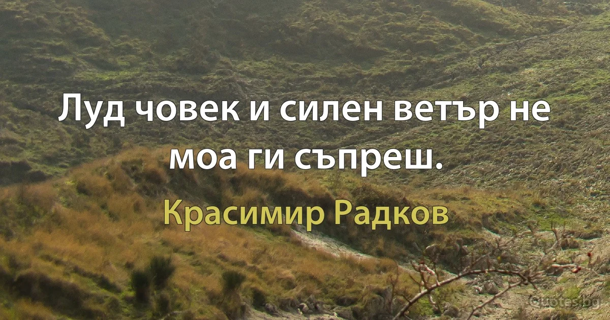 Луд човек и силен ветър не моа ги съпреш. (Красимир Радков)