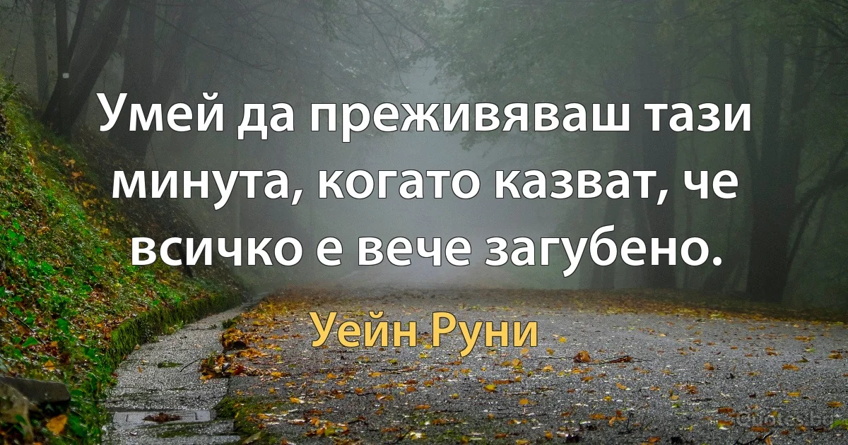 Умей да преживяваш тази минута, когато казват, че всичко е вече загубено. (Уейн Руни)