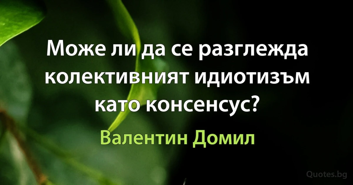 Може ли да се разглежда колективният идиотизъм като консенсус? (Валентин Домил)