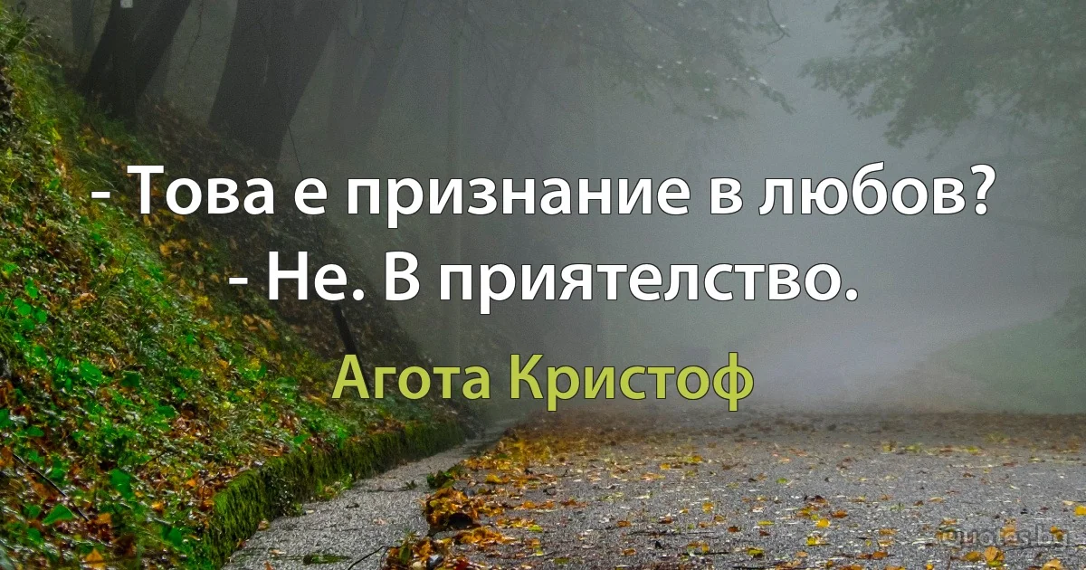 - Това е признание в любов? - Не. В приятелство. (Агота Кристоф)