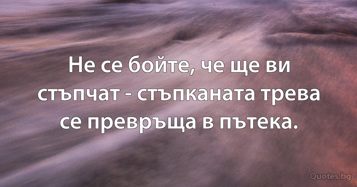 Не се бойте, че ще ви стъпчат - стъпканата трева се превръща в пътека. (INZ BG)
