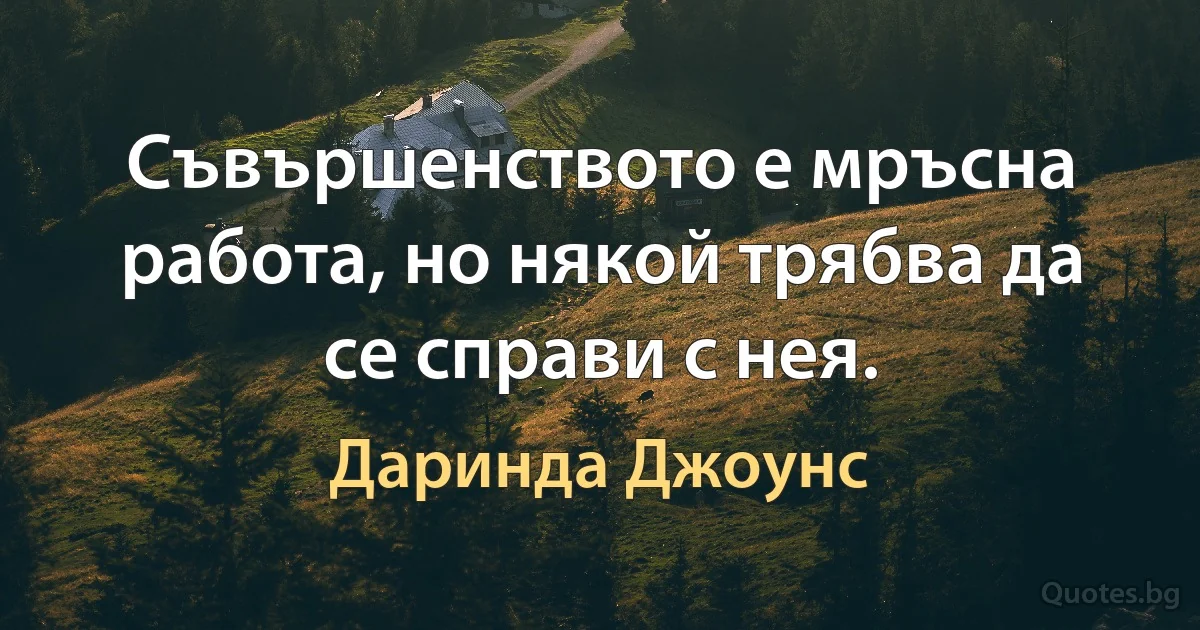 Съвършенството е мръсна работа, но някой трябва да се справи с нея. (Даринда Джоунс)