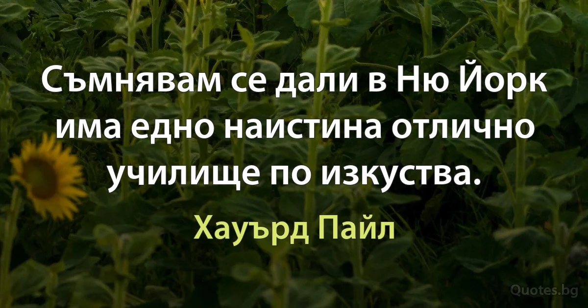 Съмнявам се дали в Ню Йорк има едно наистина отлично училище по изкуства. (Хауърд Пайл)