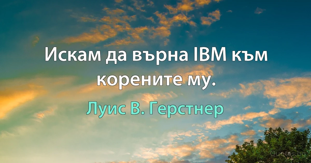 Искам да върна IBM към корените му. (Луис В. Герстнер)