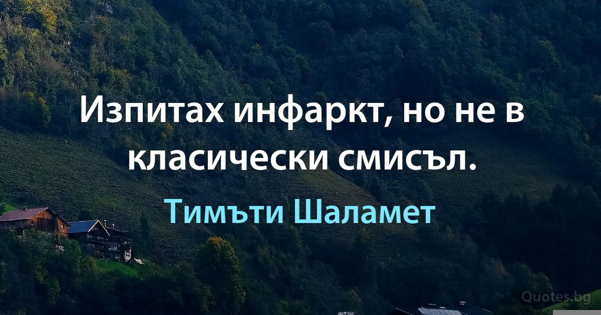 Изпитах инфаркт, но не в класически смисъл. (Тимъти Шаламет)