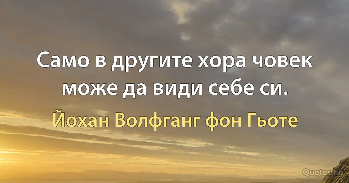 Само в другите хора човек може да види себе си. (Йохан Волфганг фон Гьоте)