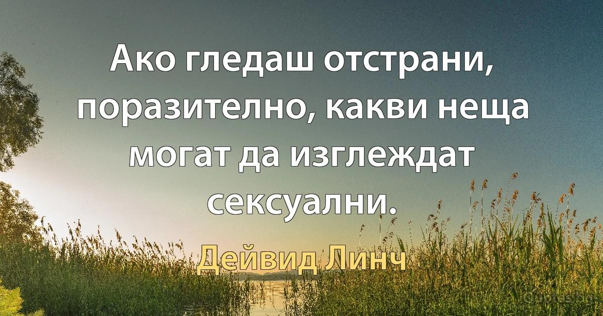 Ако гледаш отстрани, поразително, какви неща могат да изглеждат сексуални. (Дейвид Линч)