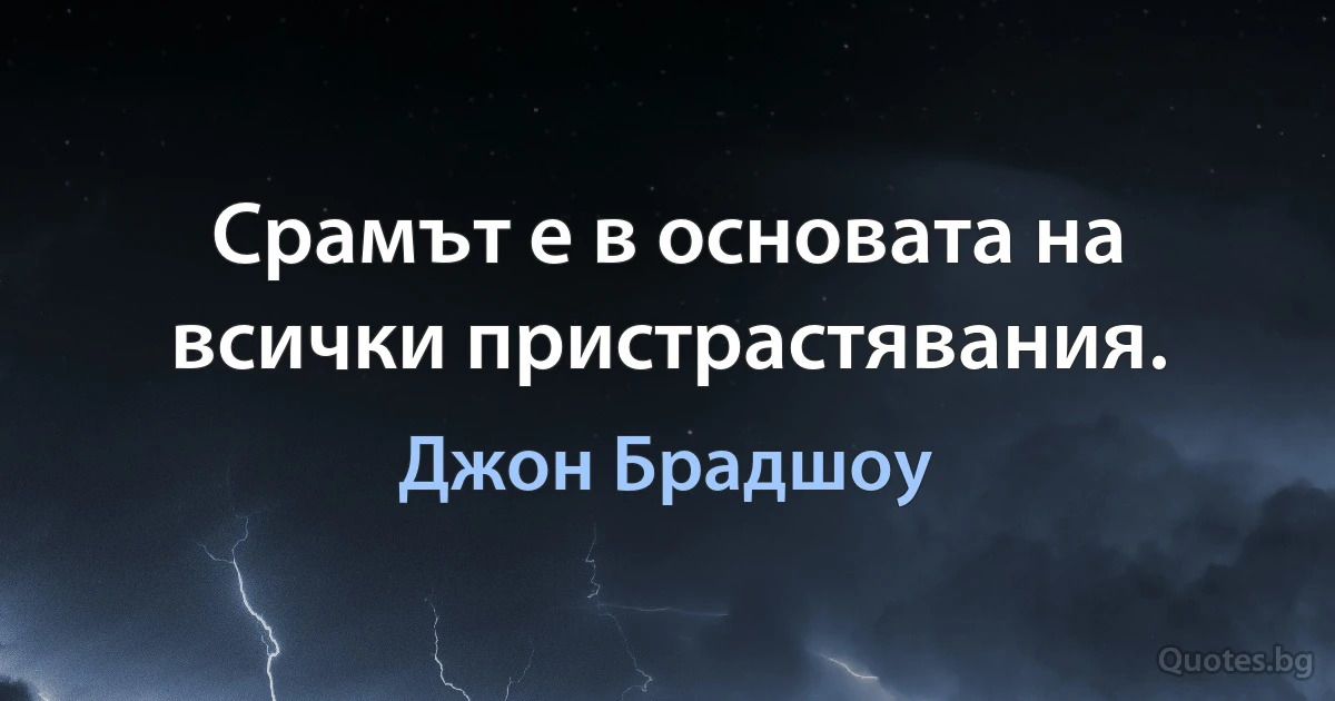 Срамът е в основата на всички пристрастявания. (Джон Брадшоу)