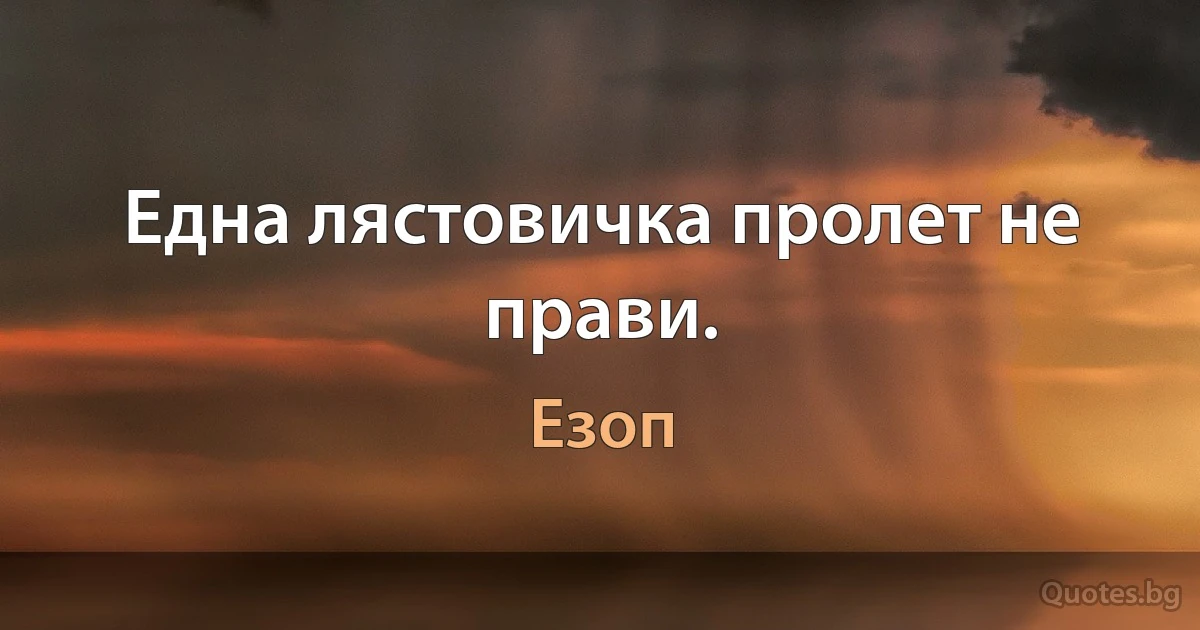 Една лястовичка пролет не прави. (Езоп)