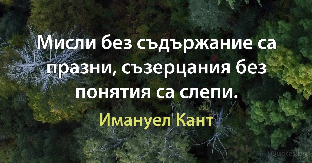 Мисли без съдържание са празни, съзерцания без понятия са слепи. (Имануел Кант)