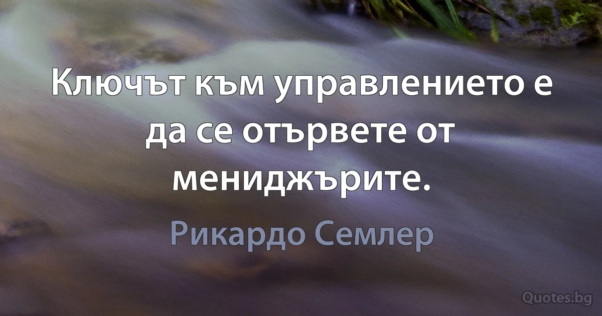 Ключът към управлението е да се отървете от мениджърите. (Рикардо Семлер)