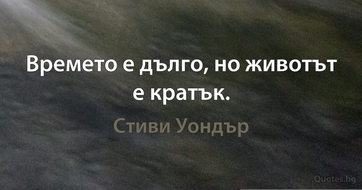 Времето е дълго, но животът е кратък. (Стиви Уондър)