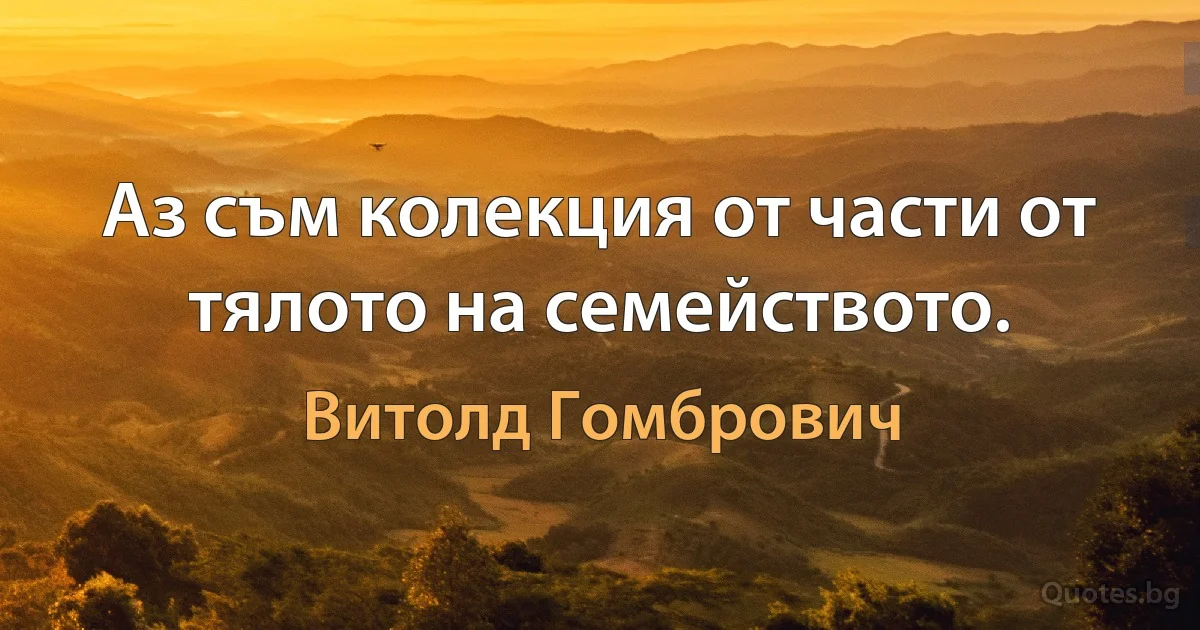 Аз съм колекция от части от тялото на семейството. (Витолд Гомбрович)