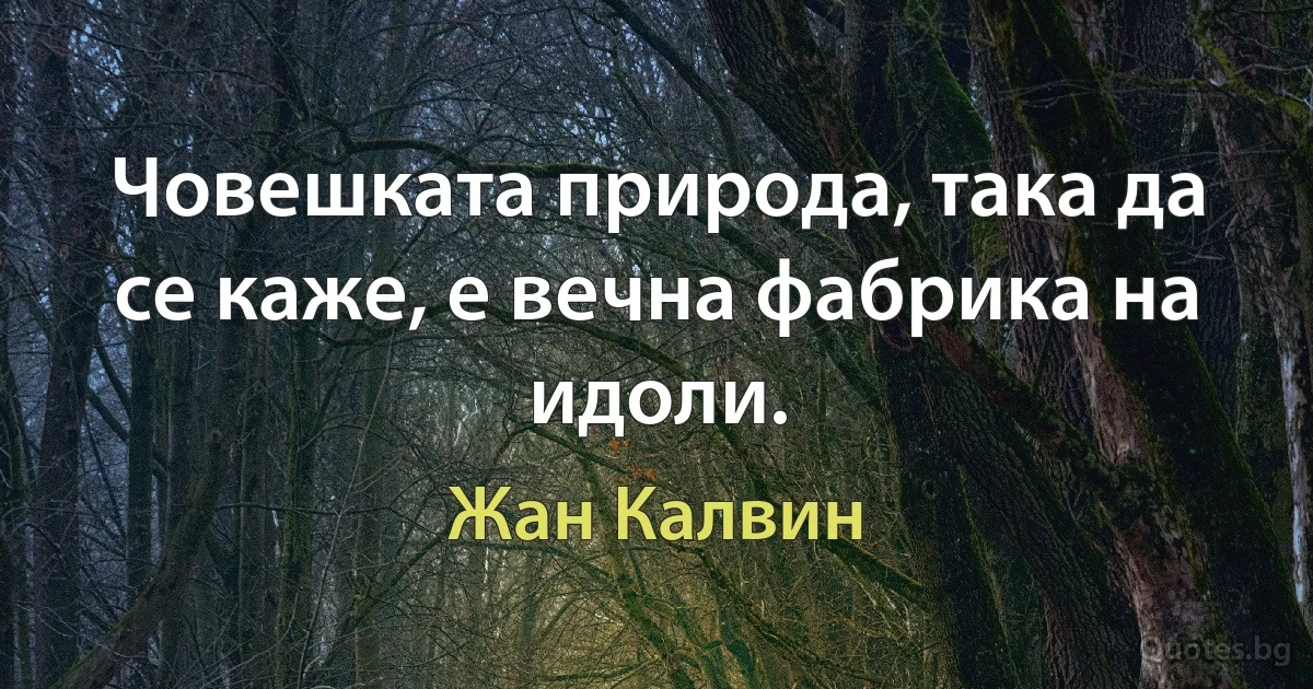 Човешката природа, така да се каже, е вечна фабрика на идоли. (Жан Калвин)