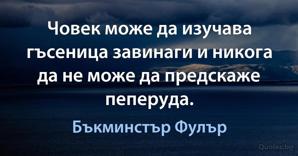 Човек може да изучава гъсеница завинаги и никога да не може да предскаже пеперуда. (Бъкминстър Фулър)