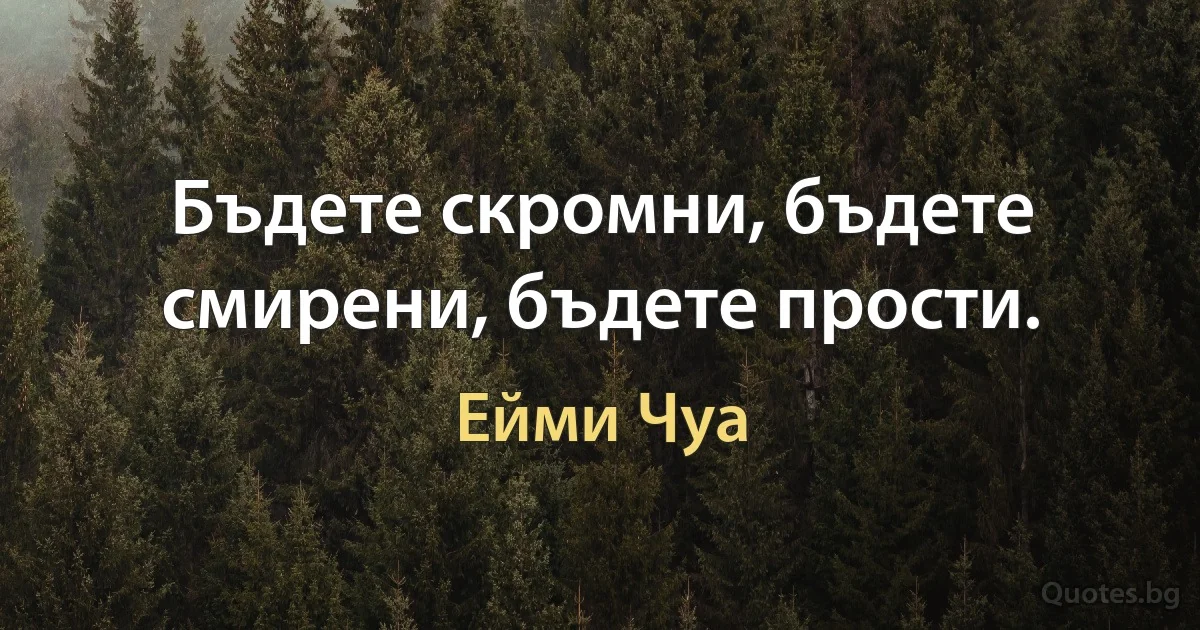 Бъдете скромни, бъдете смирени, бъдете прости. (Ейми Чуа)