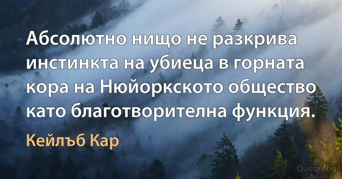 Абсолютно нищо не разкрива инстинкта на убиеца в горната кора на Нюйоркското общество като благотворителна функция. (Кейлъб Кар)