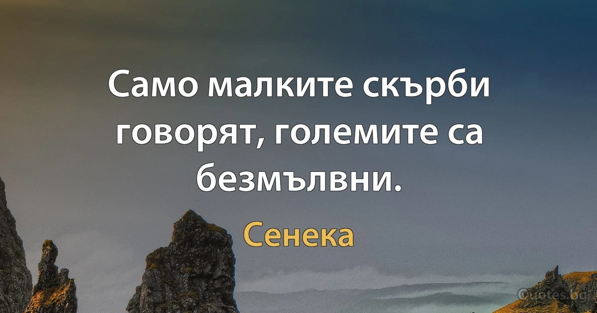 Само малките скърби говорят, големите са безмълвни. (Сенека)