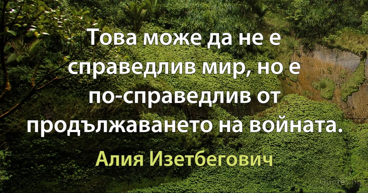 Това може да не е справедлив мир, но е по-справедлив от продължаването на войната. (Алия Изетбегович)