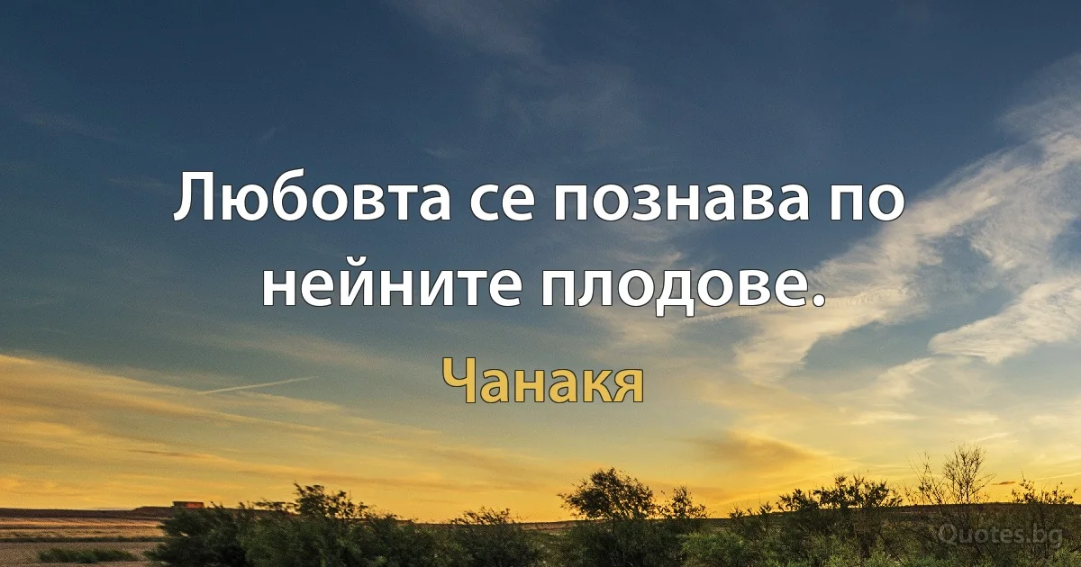 Любовта се познава по нейните плодове. (Чанакя)