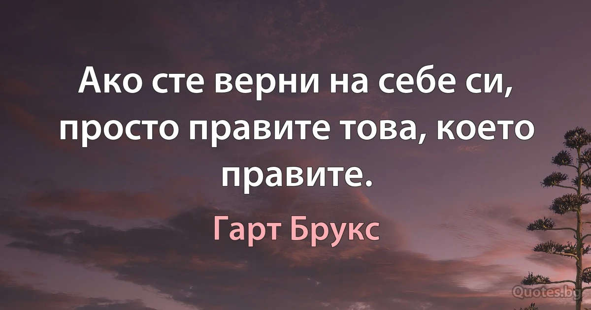 Ако сте верни на себе си, просто правите това, което правите. (Гарт Брукс)