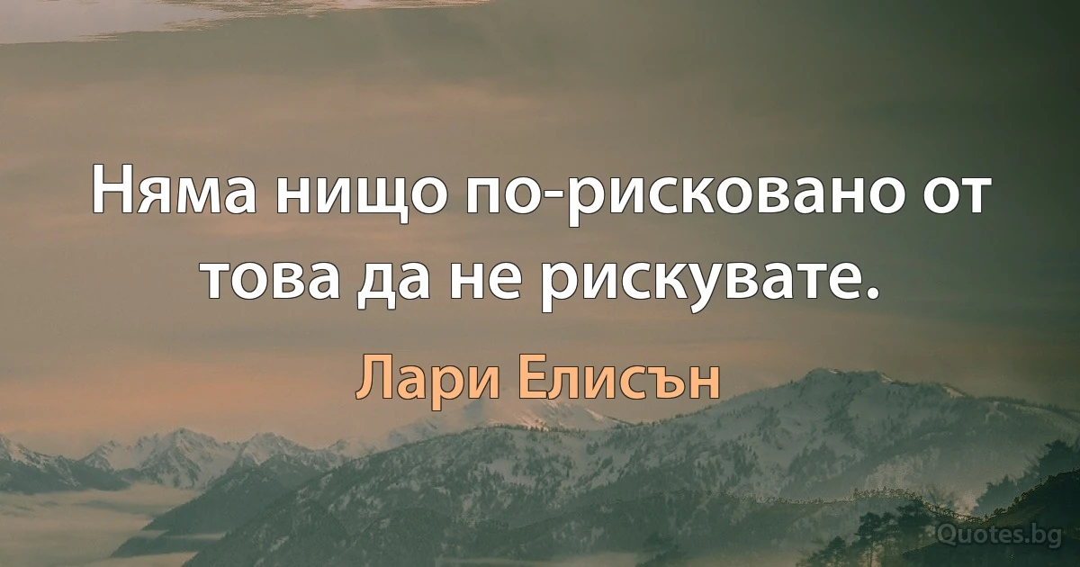 Няма нищо по-рисковано от това да не рискувате. (Лари Елисън)