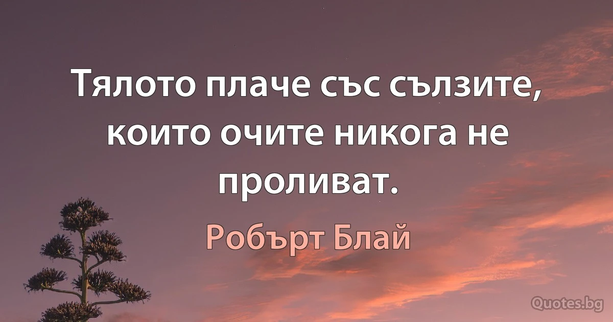 Тялото плаче със сълзите, които очите никога не проливат. (Робърт Блай)