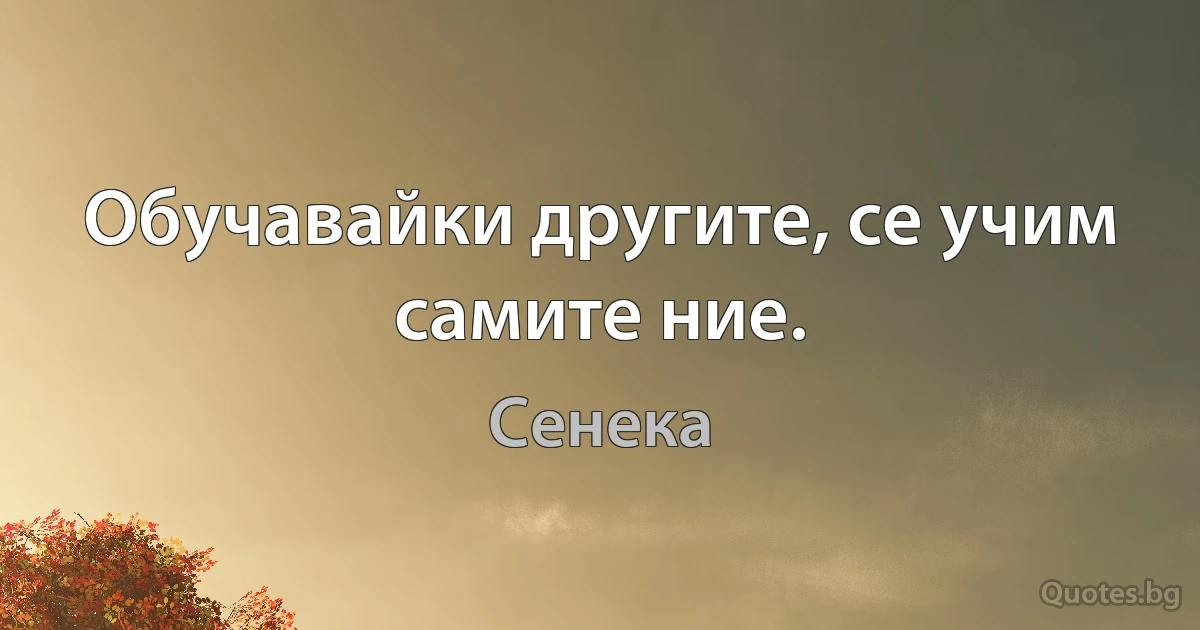 Обучавайки другите, се учим самите ние. (Сенека)