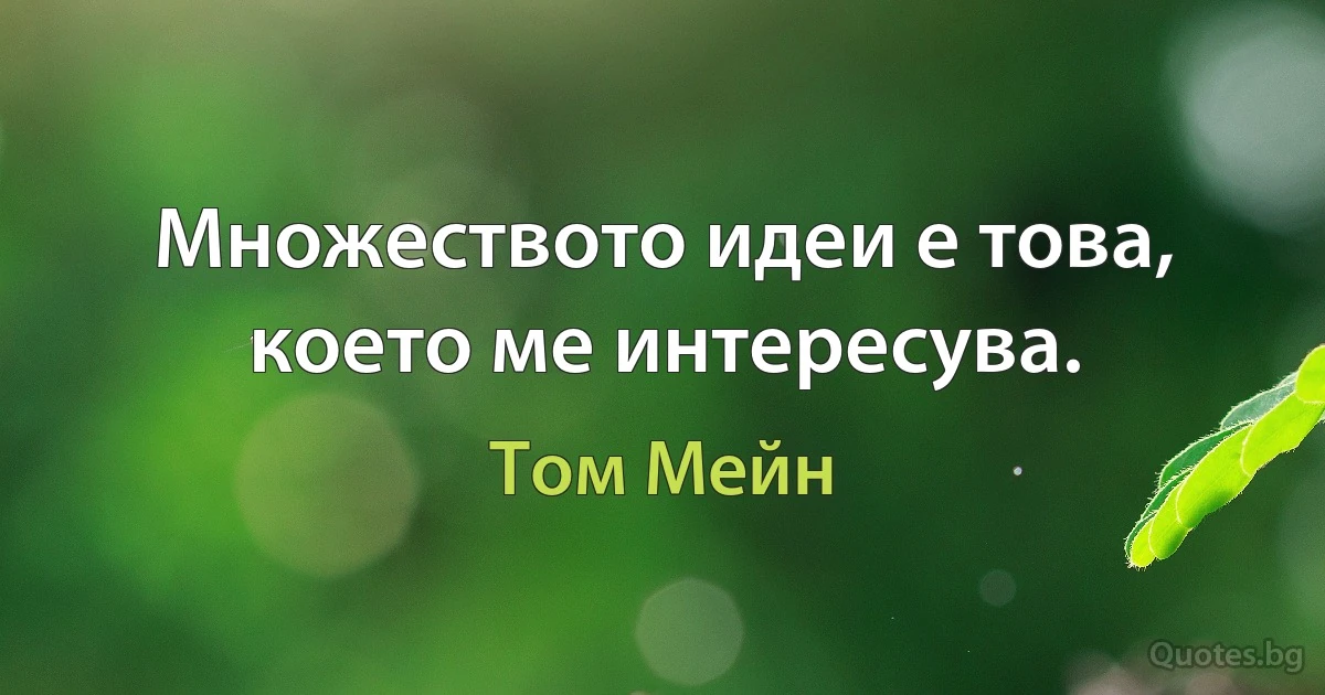 Множеството идеи е това, което ме интересува. (Том Мейн)