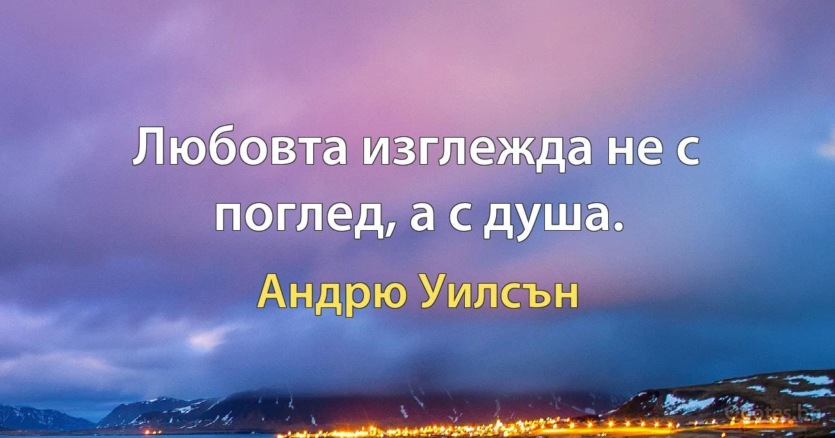 Любовта изглежда не с поглед, а с душа. (Андрю Уилсън)