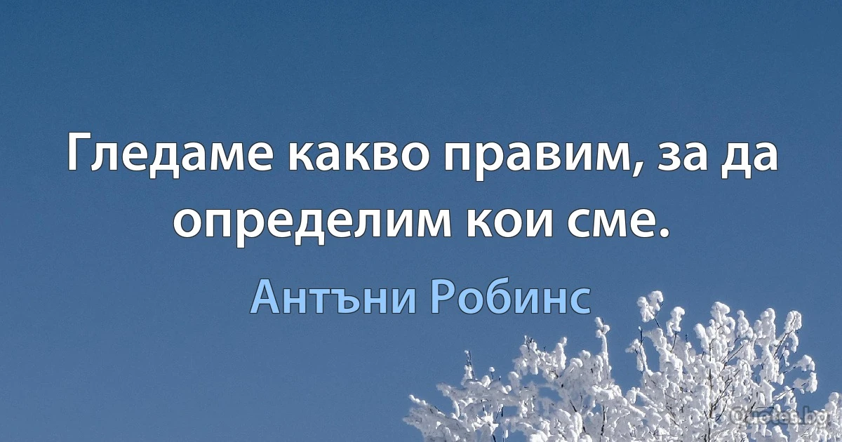 Гледаме какво правим, за да определим кои сме. (Антъни Робинс)