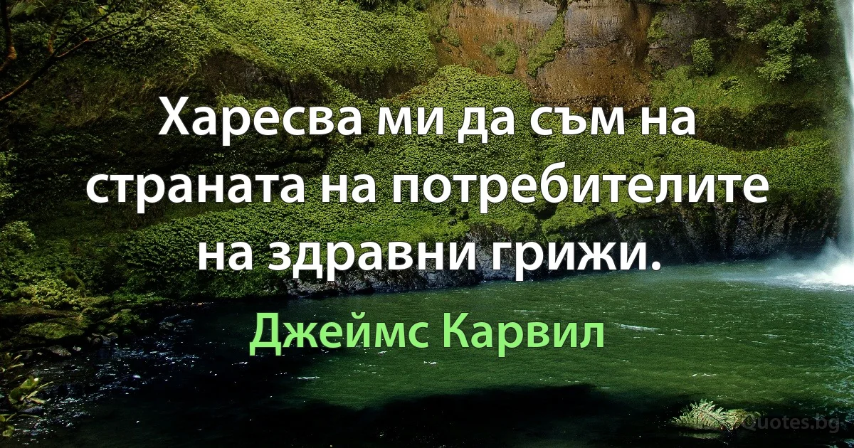 Харесва ми да съм на страната на потребителите на здравни грижи. (Джеймс Карвил)