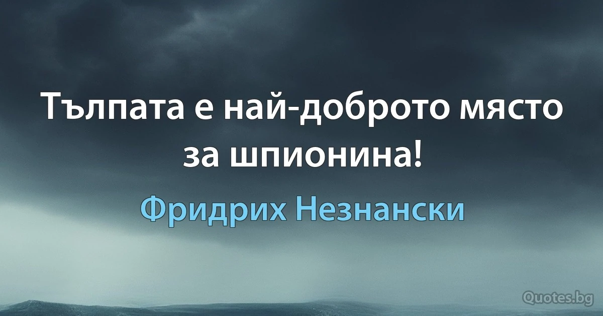 Тълпата е най-доброто място за шпионина! (Фридрих Незнански)