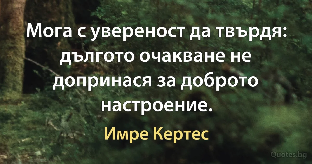 Мога с увереност да твърдя: дългото очакване не допринася за доброто настроение. (Имре Кертес)