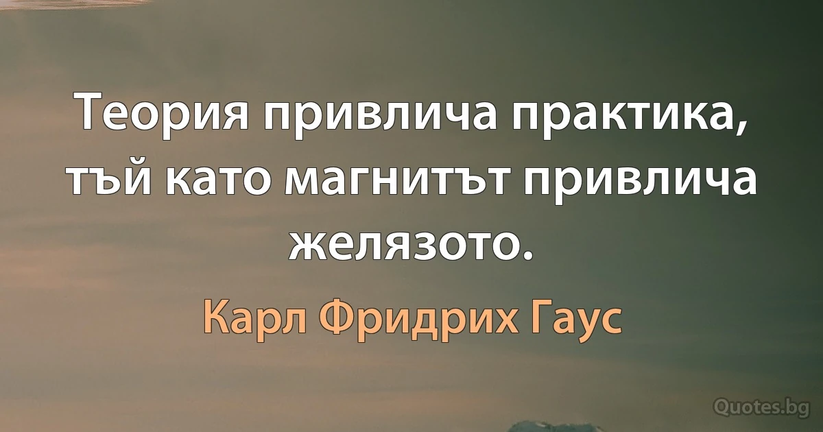 Теория привлича практика, тъй като магнитът привлича желязото. (Карл Фридрих Гаус)