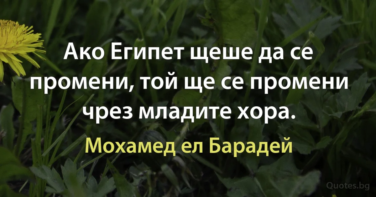 Ако Египет щеше да се промени, той ще се промени чрез младите хора. (Мохамед ел Барадей)