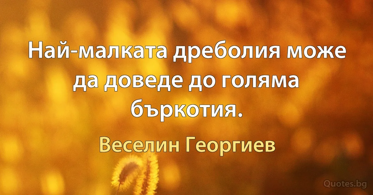 Най-малката дреболия може да доведе до голяма бъркотия. (Веселин Георгиев)