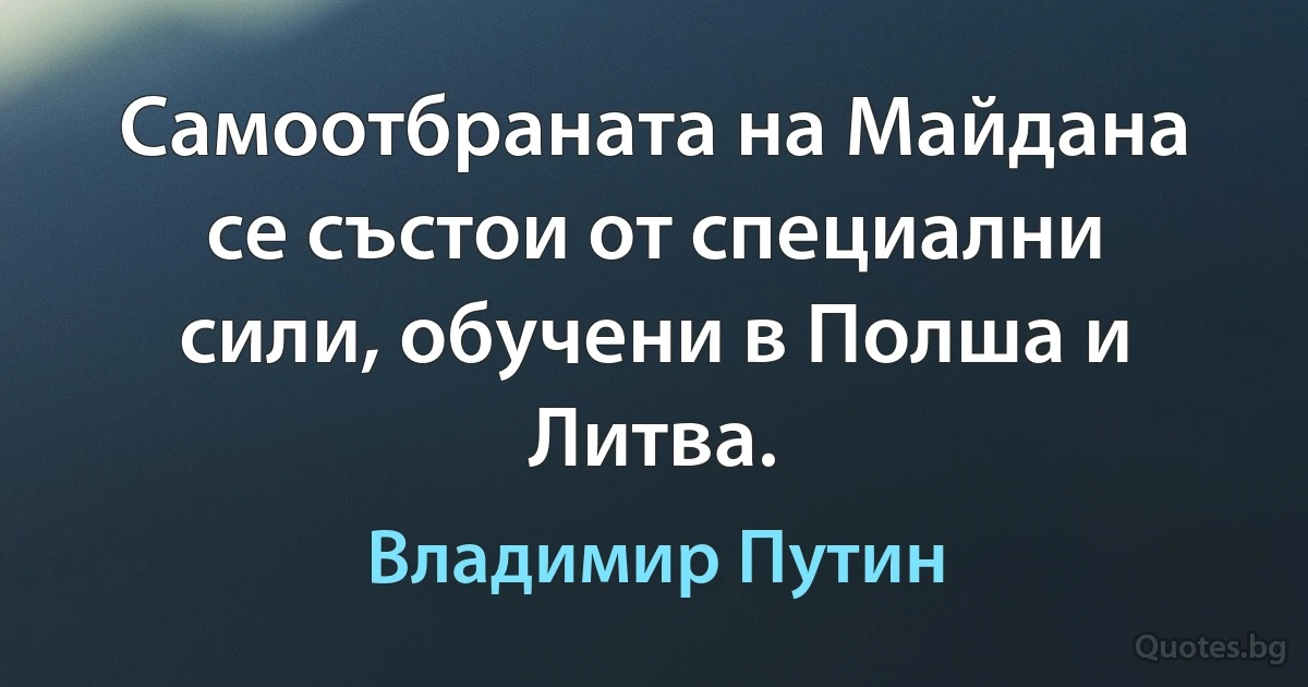 Самоотбраната на Майдана се състои от специални сили, обучени в Полша и Литва. (Владимир Путин)