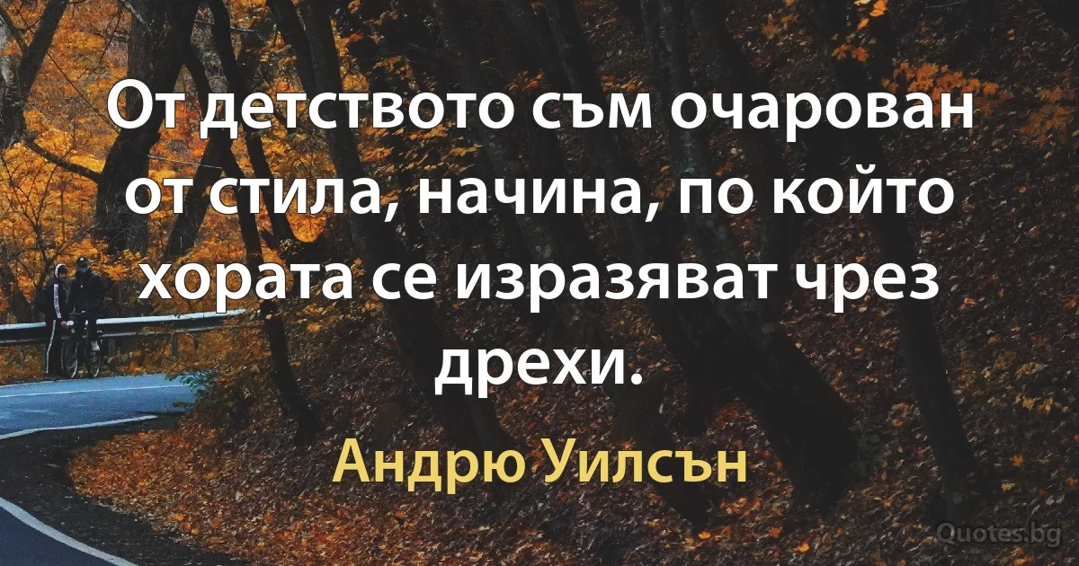 От детството съм очарован от стила, начина, по който хората се изразяват чрез дрехи. (Андрю Уилсън)