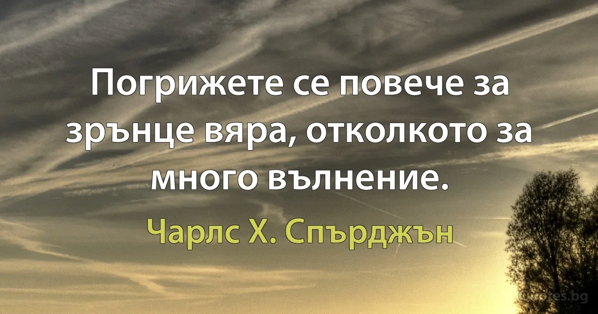 Погрижете се повече за зрънце вяра, отколкото за много вълнение. (Чарлс Х. Спърджън)