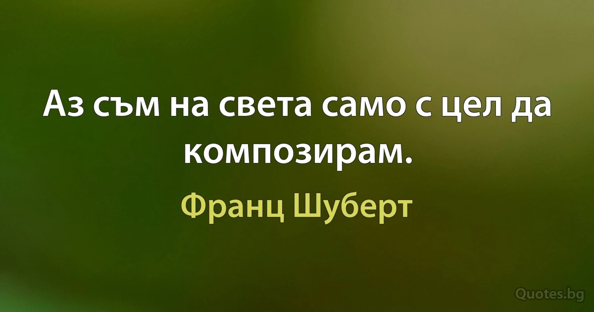 Аз съм на света само с цел да композирам. (Франц Шуберт)