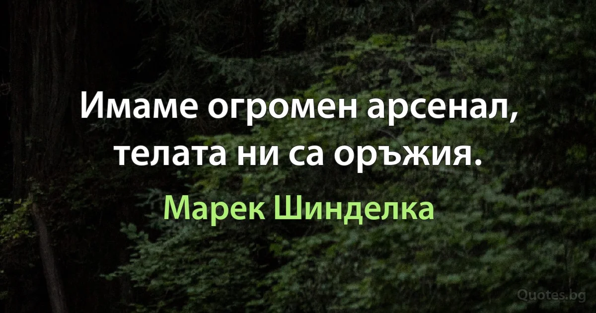 Имаме огромен арсенал, телата ни са оръжия. (Марек Шинделка)