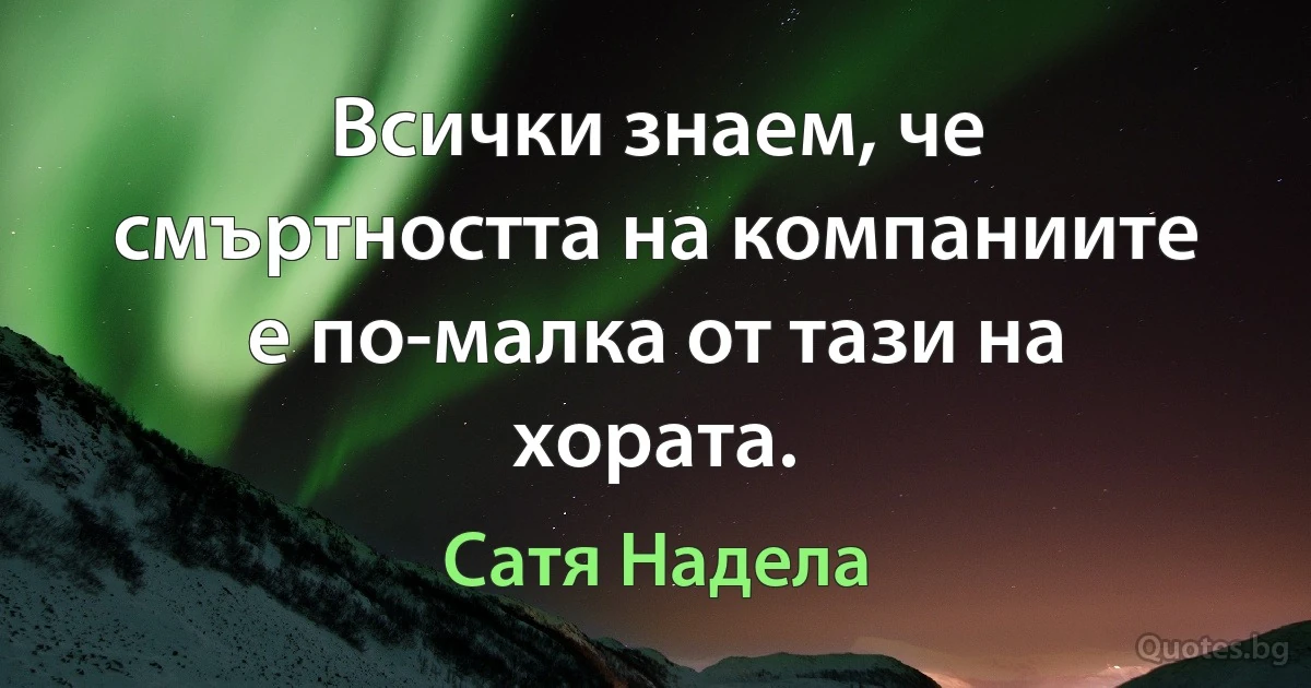 Всички знаем, че смъртността на компаниите е по-малка от тази на хората. (Сатя Надела)