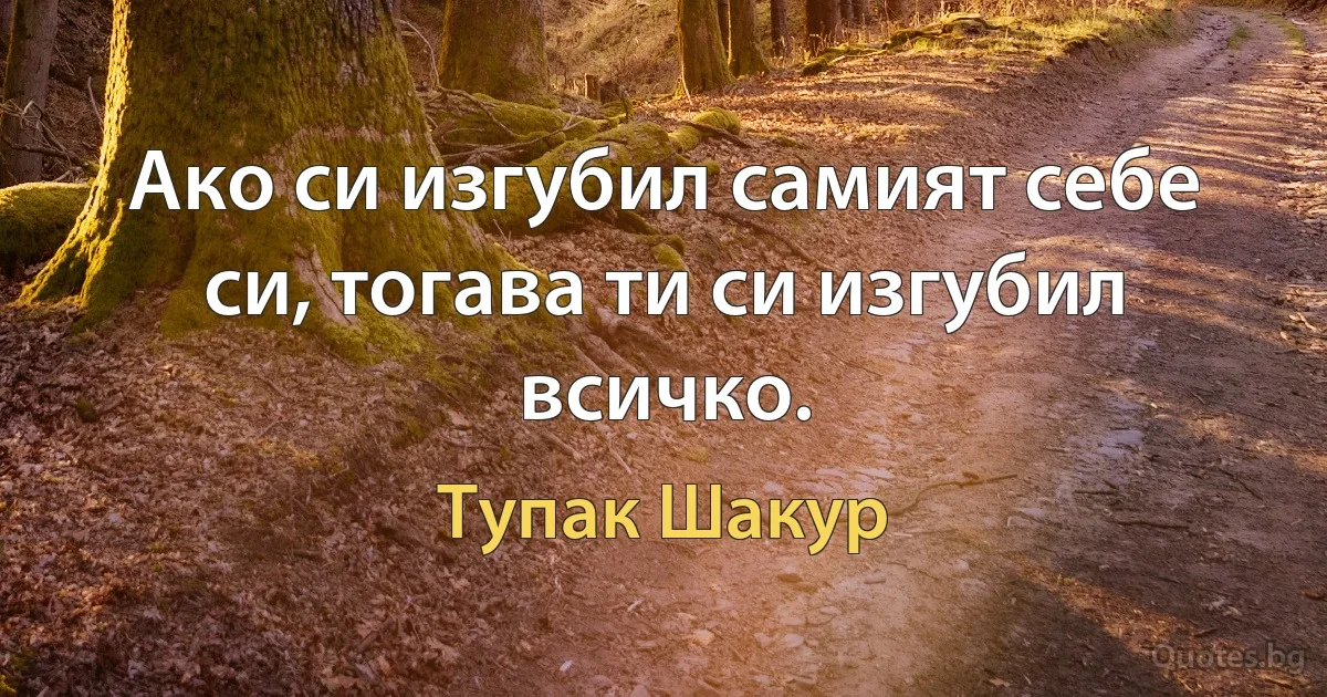 Ако си изгубил самият себе си, тогава ти си изгубил всичко. (Тупак Шакур)