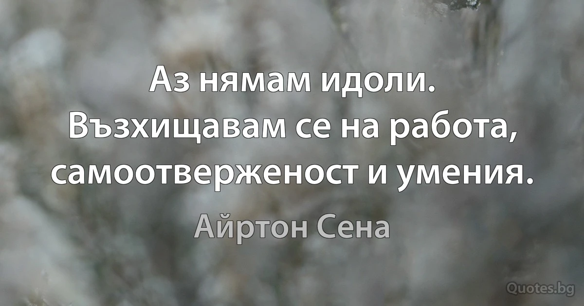 Аз нямам идоли. Възхищавам се на работа, самоотверженост и умения. (Айртон Сена)